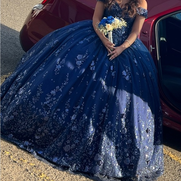 Quinceañera Navy blue dress - Picture 3 of 15
